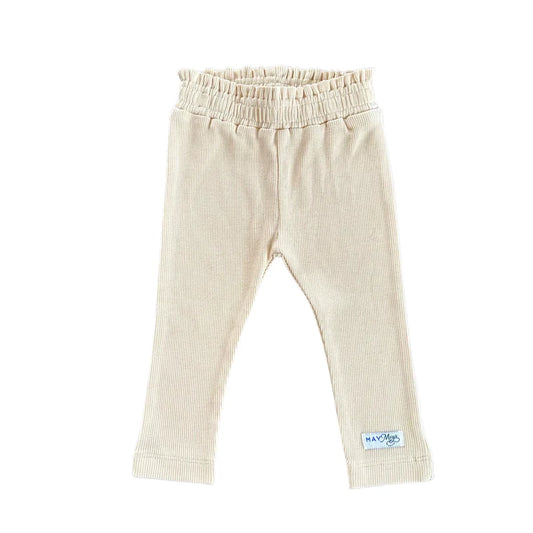 May Mays baby leggings Hailey ruffle rib beige