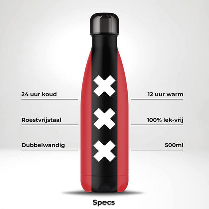 Thermosfles - HEET - KOEL - Vlag van Amsterdam XXX - 500ML