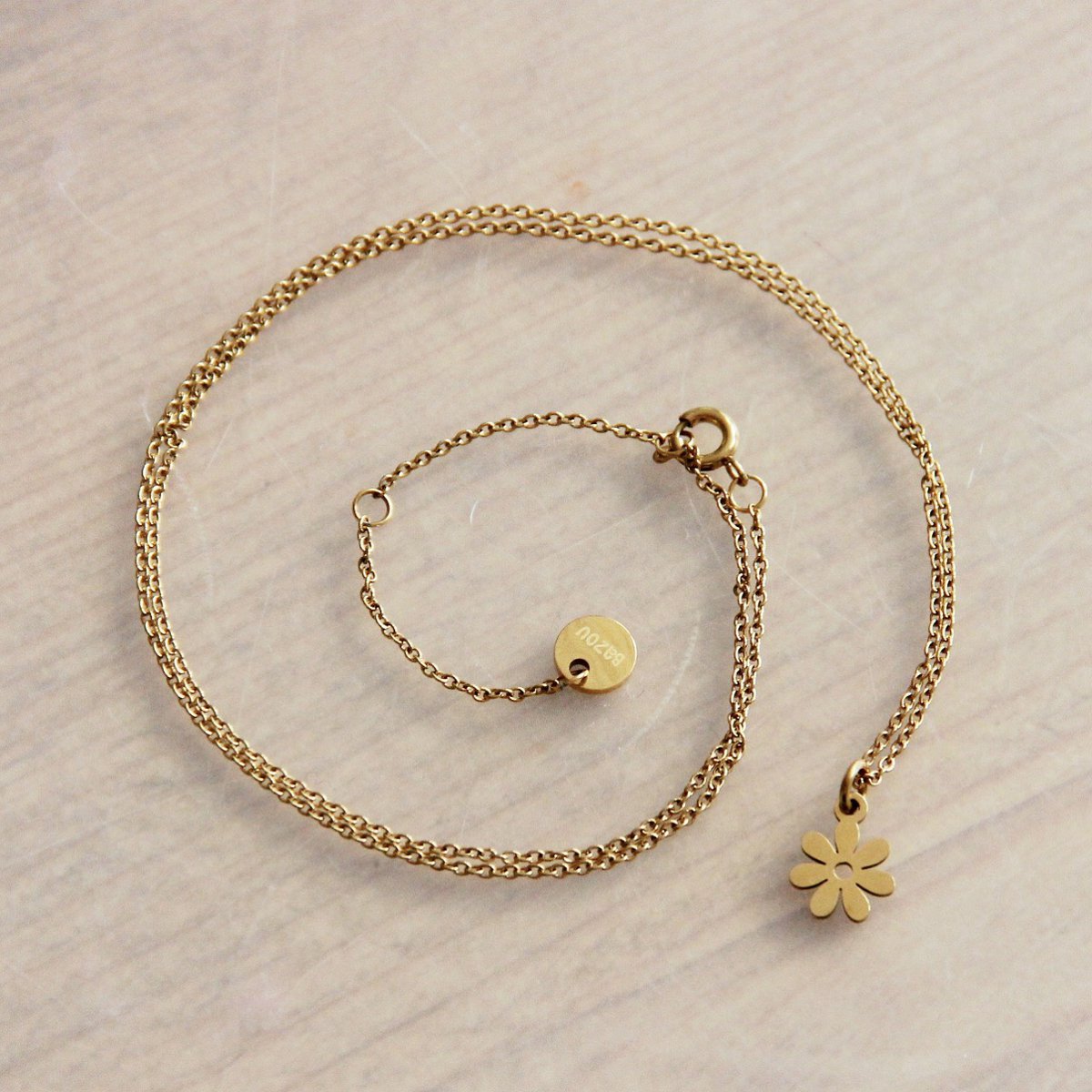 SS211 - Stainless steel fine chain with mini flower - gold