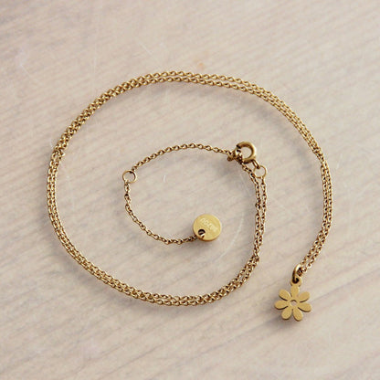 SS211 - Stainless steel fine chain with mini flower - gold