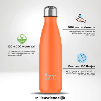 Thermosfles - HEET - KOEL - Gepoedercoat Oranje - 500ML