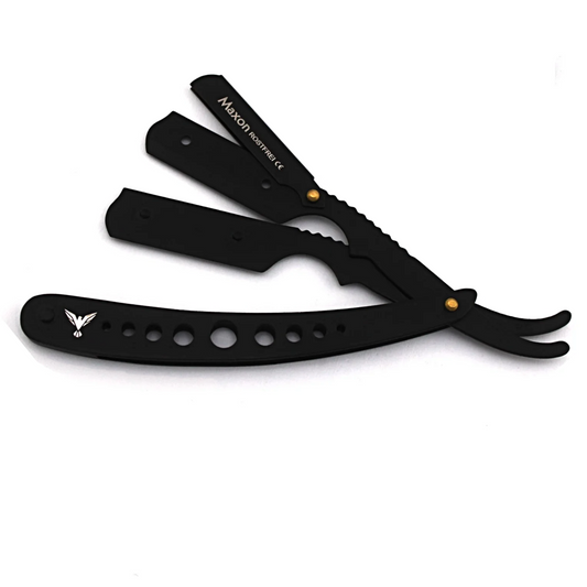 Shavette Straight Razor Matte Black Stainless Steel | incl. Case & Blades