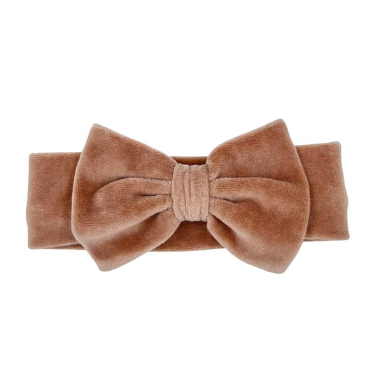 May Mays baby headband Livia velvet bow taupe