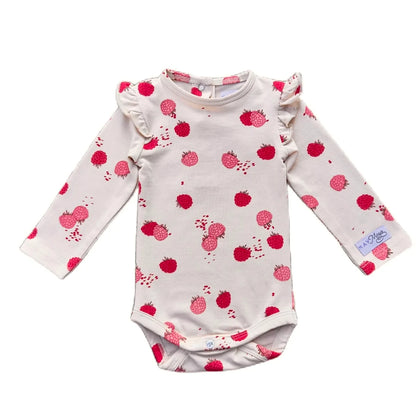 May Mays romper Bella ruffle raspberries