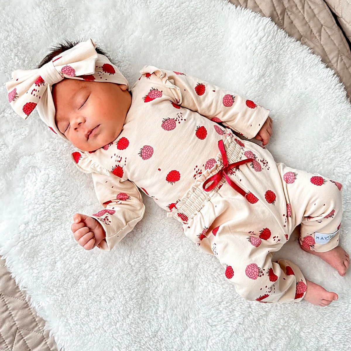 May Mays romper Bella ruffle raspberries