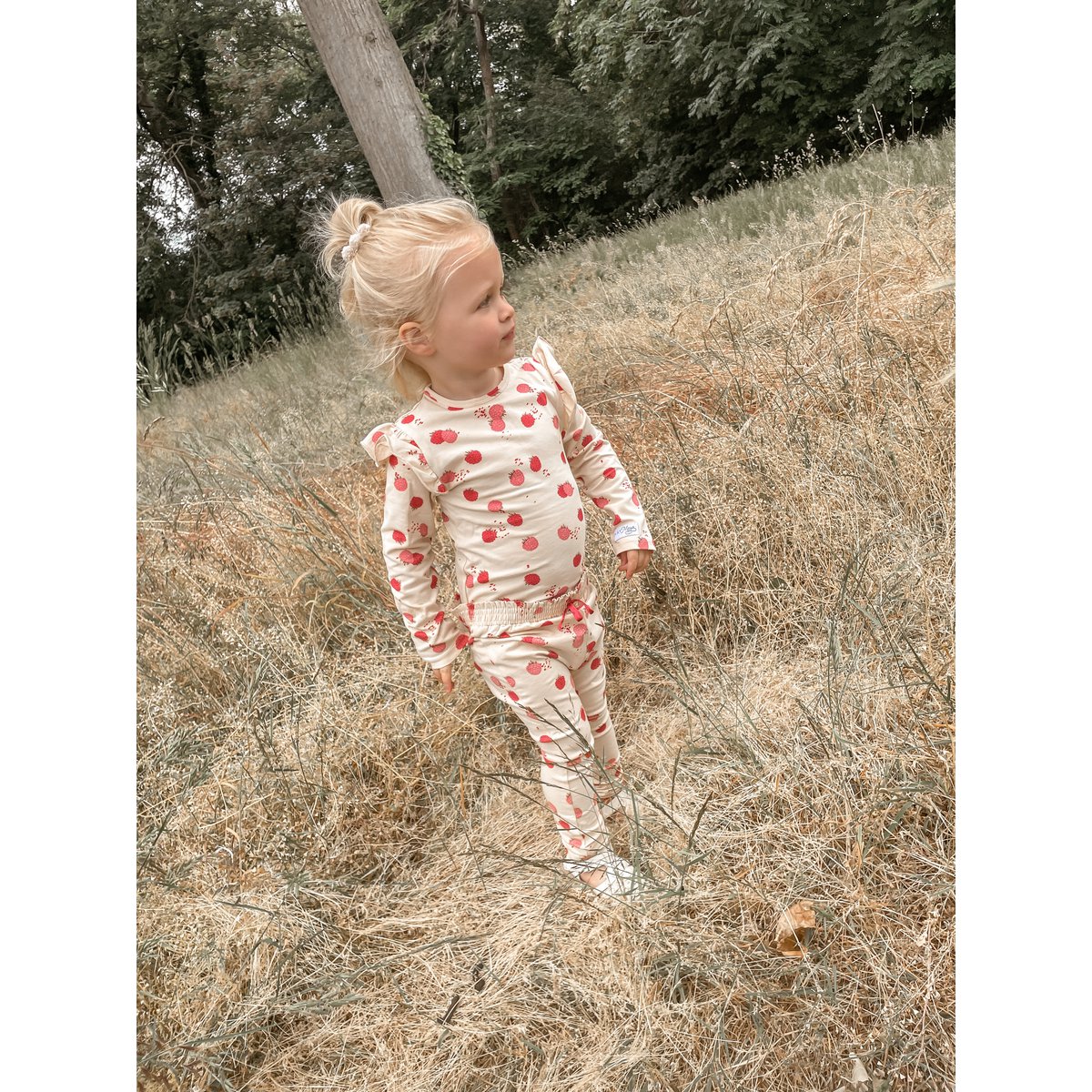 May Mays romper Bella ruffle raspberries