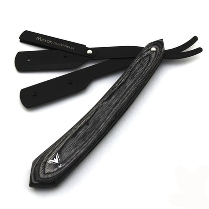 Shavette Straight Razor Anthracite Wood | incl. Case & Blades