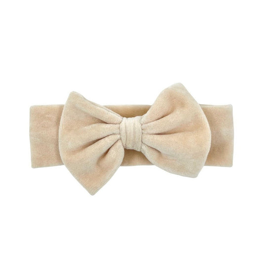 May Mays baby headband Livia velvet bow beige