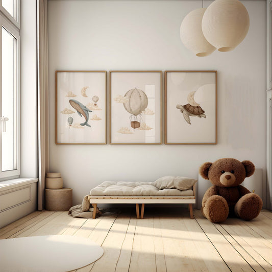 Set van 3 posters - Kastelen en Zeedieren set #2 | Memories of dreams - Kinderkamer poster - Babykamer poster - Wanddecoratie