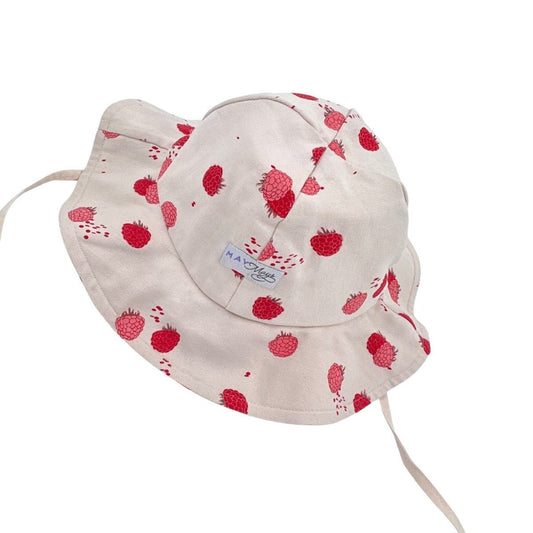 May Mays | Bella Sun Hat | Beige Raspberries | 0-2 years