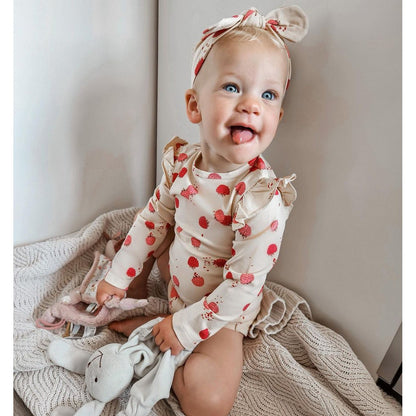 May Mays romper Bella ruffle raspberries